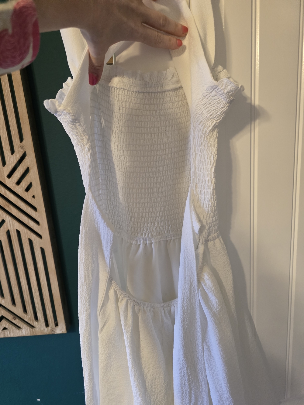 SHEIN White Backless Smocked Sundress